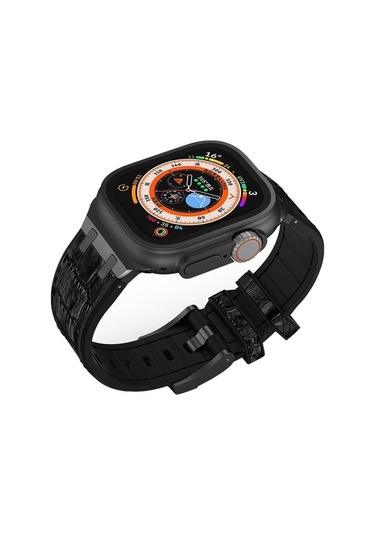 Novahub İos Watch Uyumlu 2023 40mm Timsah Dokusu Sıvı Silikon Saat Bantı Siyah Siyah, Gümüş Renk/i