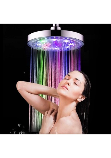 Ulzyvf Renk Değiştiren 8 İnç Led Yağmur Duş Başlığı - Otomatik Sıcaklık Sensörlü Diğer