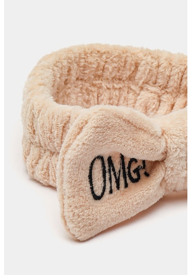 Omg Peluş Bandana Makyaj Spa Saç Bandı Krem Krem