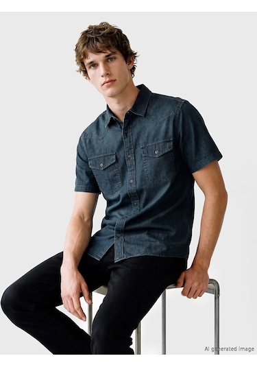 Lc Waikiki İndigo Regular Fit Erkek Jean Gömlek