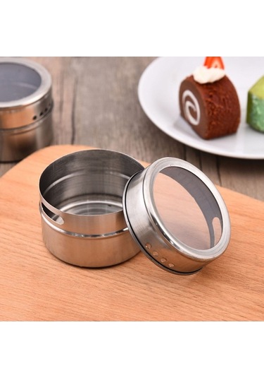 Pazly Paslanmaz Çelik Baharat Kavanozu Açık Hava Barbekü Gözenekli Döner Şişesi Manyetik Toz Geçirmez 3 Paket Gümüş Gümüş