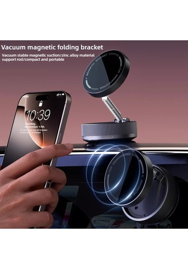 Vakum Manyetikli Araç İçi Telefon Tutacağı Tüm Telefonlara Uyumludur Siyah