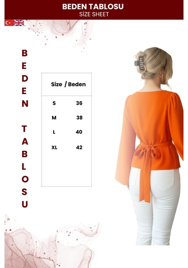 Khi-zai Kadın Degaje Yaka Şehirli Stil Bluz Turuncu
