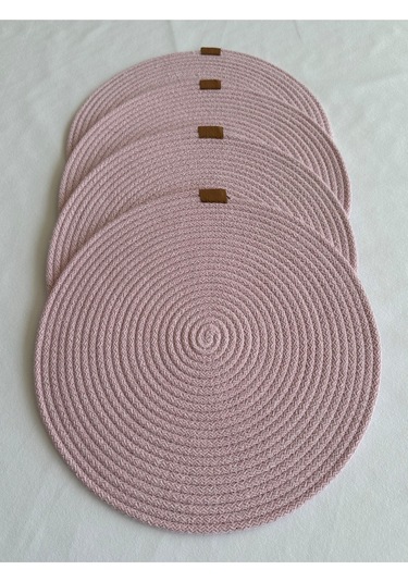 Yuvarlak Amerikan Servis Sofra Altlığı, Masa Dekoru Supla 33x33 4lü Pembe