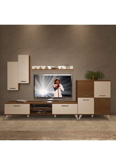 Decoraktiv Eko 6 Mdf Dvd Retro Tv Ünitesi Tv Sehpası Ceviz - Beyaz