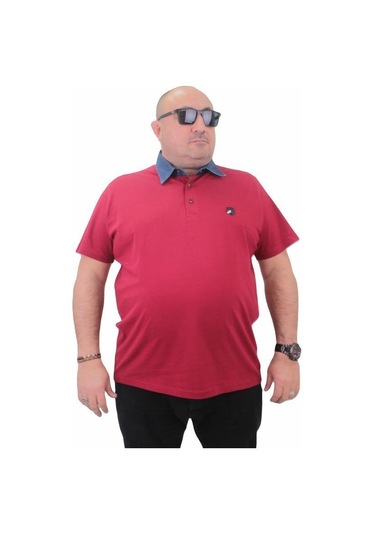 Starbattal Büyük Beden Polo Kot Yaka Tişört 23420 Bordo-Bordo