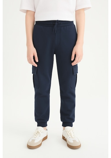 Erkek Çocuk Basic Kargo Cepli Jogger Paça Okul Eşofman Altı Ak2322-1 Lacivert