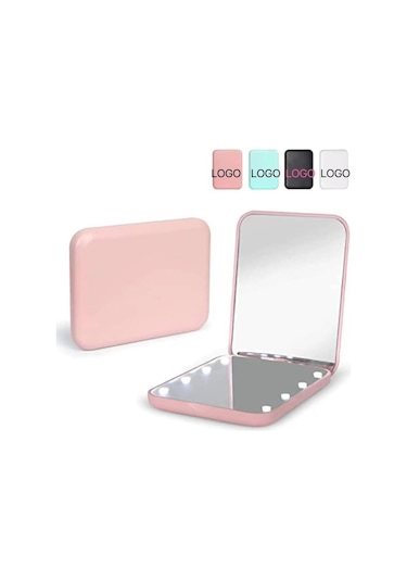 Vkemall Led Işıklı Çift Taraflı El Aynası, 2x Büyütme Özelliği, Pilli, Taşınabilir, Beyaz, Günlük Kullanıma Ideal 85x64x12.5mm Beyaz