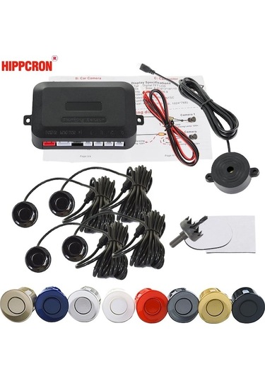 Novahub Kırmızı Hippcron Araba Park Sensörü Kiti Buzzer 4 Sensörler 22mm Ters Yedekleme Radar Ses Uyarı Göstergesi Prob Sistemi 12 V 8 Renk