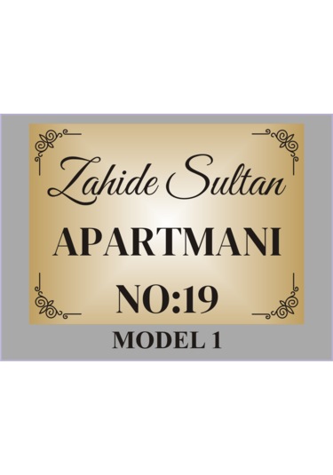 Apartman Isim Tabelası , Aliminyum Aynalı Metal Levha , 19x26cm