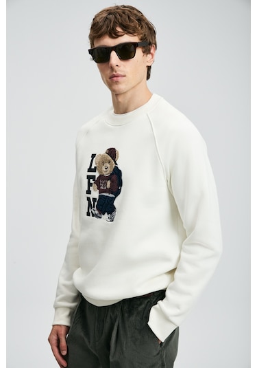 Lufian Storm Erkek Sweatshirt Kırık Beyaz Kırık Beyaz 112030172100510 Beyaz