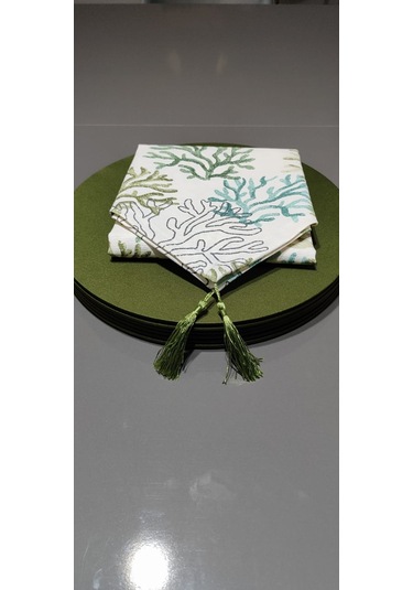 Y&S Home Tekstil Mercan Desenli Runner ve Supla Takımı 6'lı Yeşil