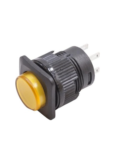 RL16-504B 16MM Plastik 4 Pin Yaylı Buton Sarı