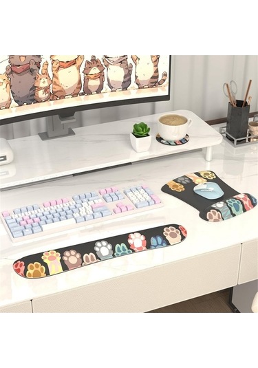 Ulzyvf Siyah Setleri Pad Mouse Klavye Destekli Desteği Bilek Arada 3'ü 1 Ac Siyah