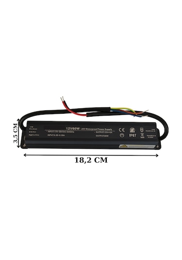 HazarLed 12 Volt 5 Amper Ip67 Su Geçirmez Dış Cephe Led Adaptör 60 Watt