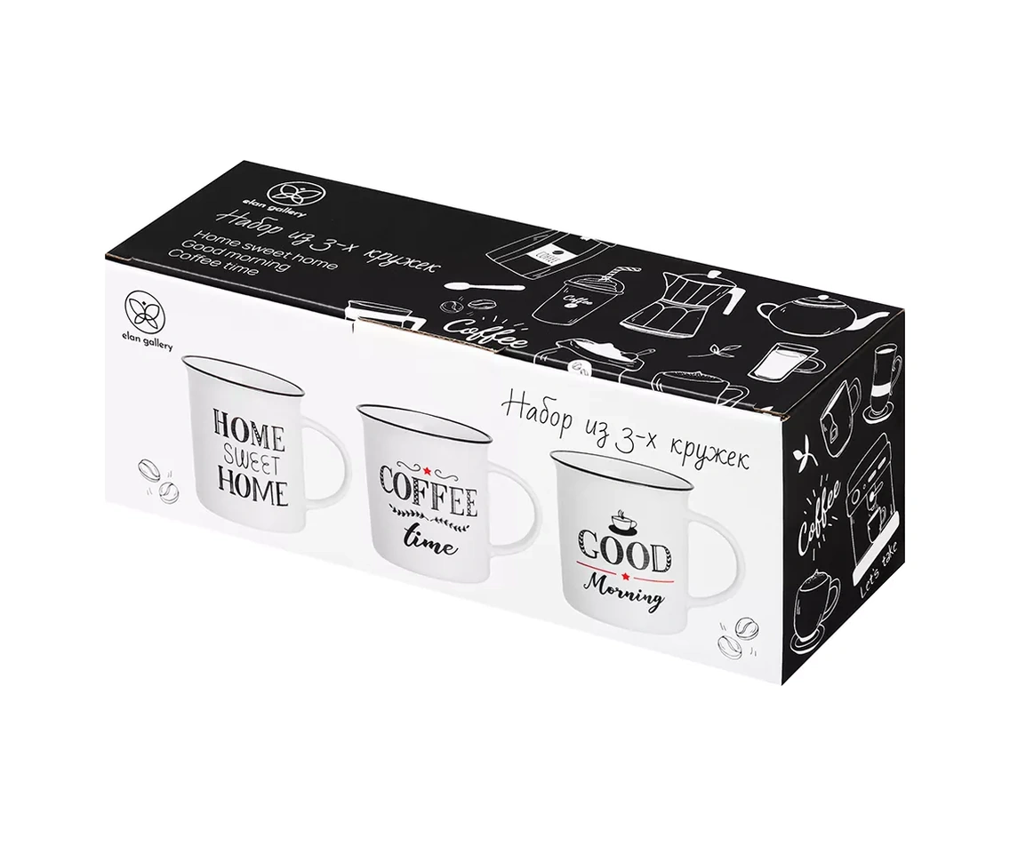 Elan Gallery Yazılı Kupa, 3 Adet, 310 Ml 14333655 Kırmızı