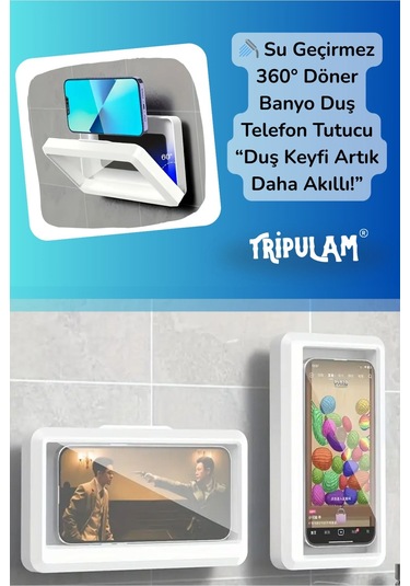 Su Geçirmez 360 Döner Banyo Duş Telefon Tutucu Standı Dokunmatik Kullanılabilir Banyo Mutfak Kabı