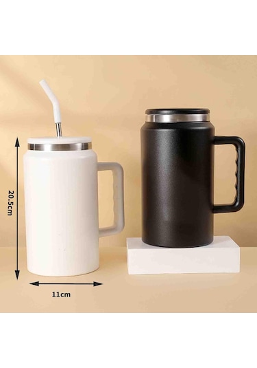 Pipetli Su Şişesi Kadınlar İçin Paslanmaz Çelik Yetişkin Su Şişeleri Suyu Soğuk Tutan Termos Yalıtımlı Şişeler Bardak Vakumlu Mataralar Kahve 1500ml Saplı Araba Kupası Mor 1500ml Mor