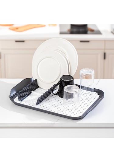 Porsima 1213 Bulaşık Sepeti Bulaşıklık Tezgah Üstü Kurutmalık Mat Siyah