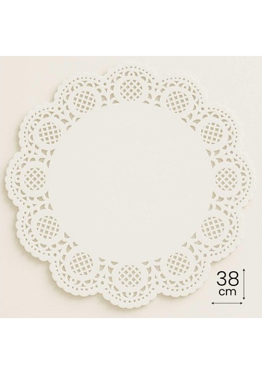 Dolphin Dantel Görünümlü Kağıt Tabak Altlığı - 38 Cm. - Beyaz Dantel Kağıt - 100 Adetlik Paket Beyaz