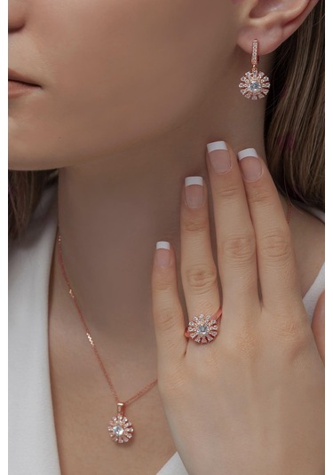 Agakulche Süzme Mitos Gümüş Takı Seti Rose S56-rb