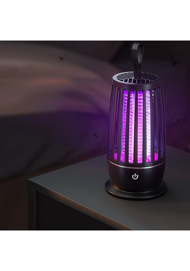 Aubyhe Usb Şarjlı Li-poly Bataryalı Led Akıllı Sinek Öldürücü, Işıklı Muhafaza Ve Gece Lambası 2'li 1, Siyah