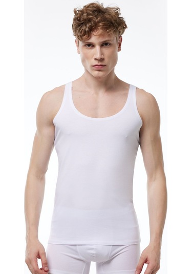 Malabadi Erkek Beyaz Ince Askılı Iz Yapmayan Modal Atlet 013 Beyaz