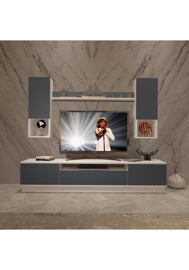 Decoraktiv Trendstyle 5das Mdf Tv Ünitesi Tv Sehpası Beyaz - Antrasit