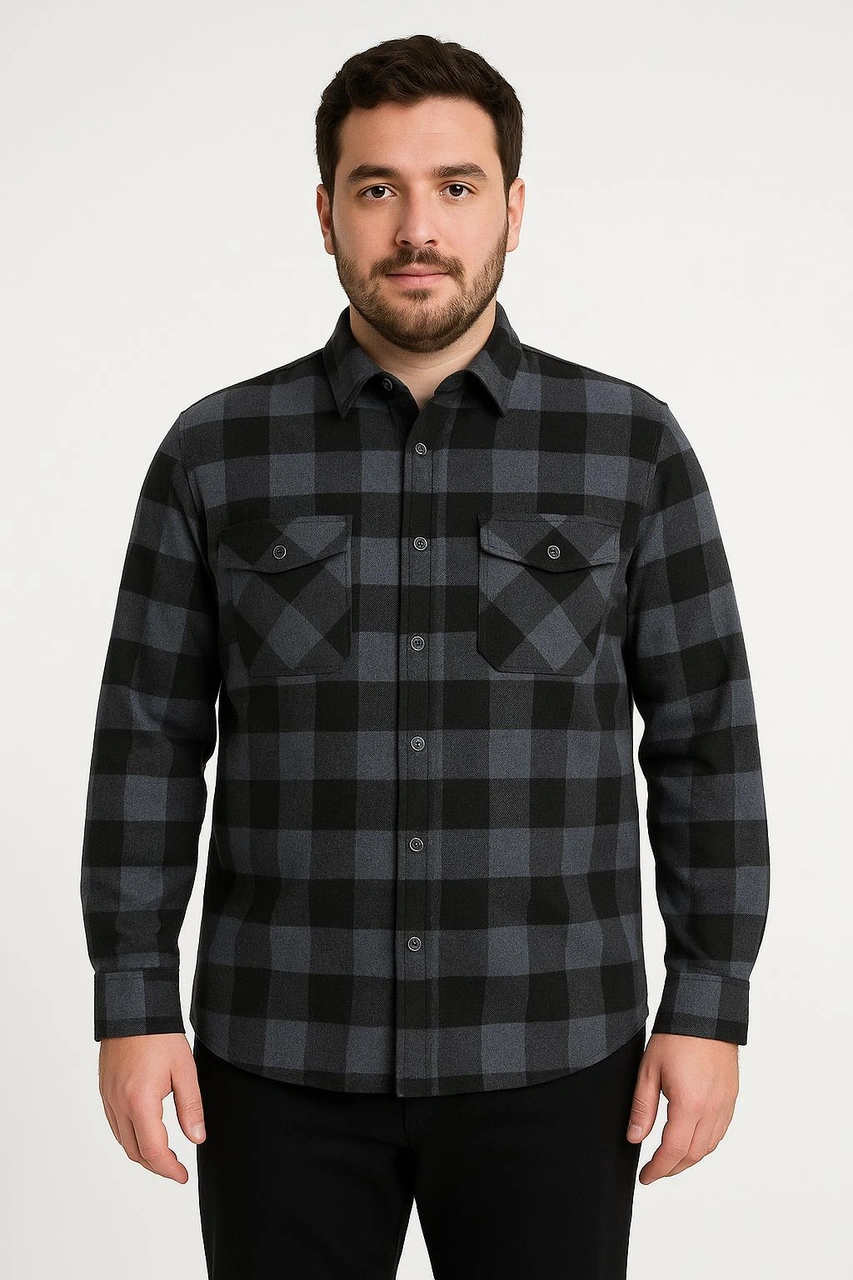 Fabio Cassani Erkek Kışlık Hakiki Oduncu Gömleği - 7396 Lacivert