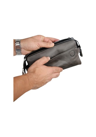 Mft Leather Hakiki Deri Unisex El Çantası Boliva 9874 Tiguan Antrasit