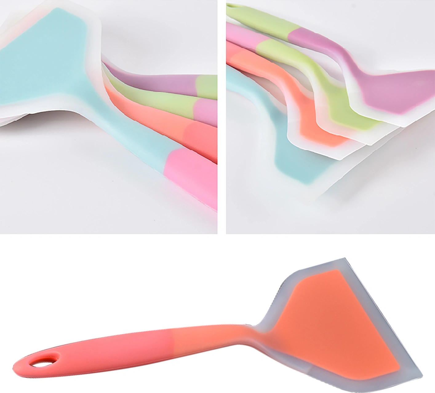 Youmex Mavi Yiyecek Dereceli Silikon Transfer Spatula, Geniş Açık Ağızlı, Teflon Kaplı Tencere Uyumlu, Temizliği Kolay, Evde Ve Pastane Mutfak Araçları Mavi