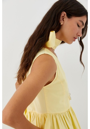 Kuşak Bağlamalı Kolsuz Bluz Sarı Sari