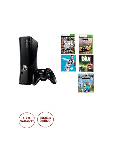 Xbox 360 Slim 250 GB 30 Oyun Yüklü Konsol + Jtag (İthalatçı Garantili)