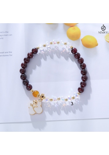 Basit Ve Şık Şanslı Yonca Gül Kristal Bilezik 6mm Boncuklar Mor