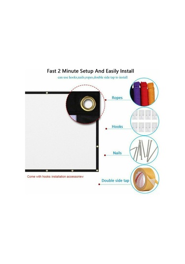 Mufunye 72 İnç 16:9 Taşınabilir Katlanabilir Projektör Ekranı - Canvastan Yapılmış, Kolay Asma, Renkli Görüntü Sunumu