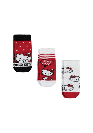 Hello Kitty Kız Çocuk 3'lü Soket Çorap Kırmızı 09a83414624w1