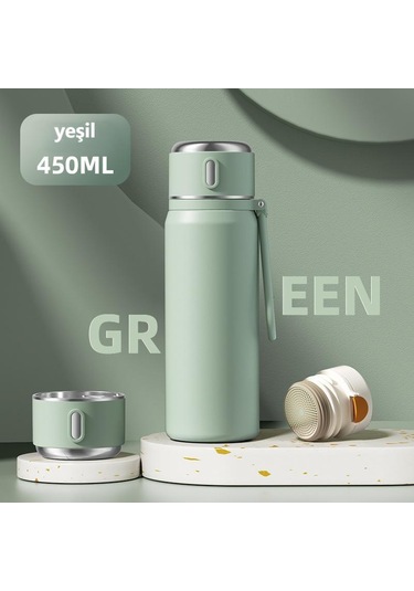 Aoyingnettech Kızlar İçin Termos Kupa Yüksek Değer 316 Paslanmaz Çelik Büyük Kapasiteli Su Bardağı Taşınabilir Öğrenci Okulu Özel Su Bardağı Açık Kamp Termos Kupa Yeşil