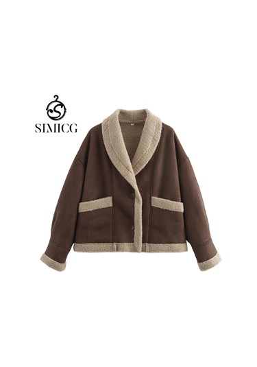 Sonbahar Ve Kış Kadın Retro Ceketleri Kahverengi