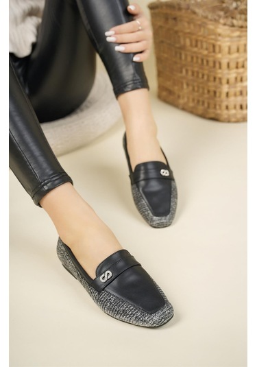 Hasır-Cilt Garnili Babet Siyah-Siyah