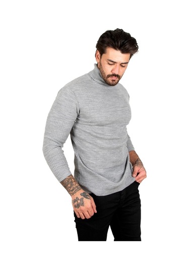 Deepsea Erkek Gri Balıkçı Yaka Örme Kazak 2100016 Gri