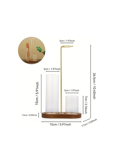 Honeybeeshop Geri Dönüştürülmüş Ahır Mumluk Cam Tabak Mermer Taban Retro 5 Çift Yuvarlak Bardak Tütsü Brülörü