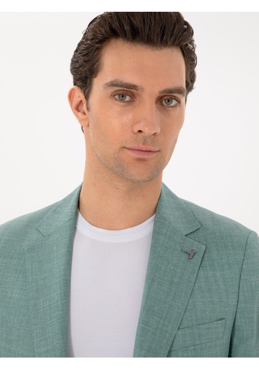 Cacharel Mint Slim Fit Yün İpek Karışımlı Blazer Ceket Mınt