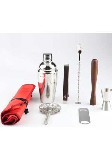 Dancemonkey Bez Çantalı 8'i 1 Arada Paslanmaz Çelik Şarap Kokteyli Çalkalayıcı 550ml