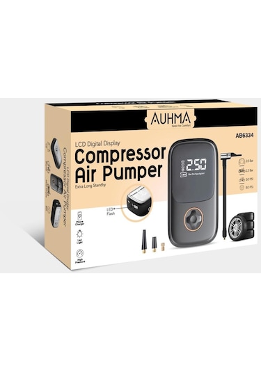 Auhma AB6334 Dijital Şarjlı Lastik Şişirme Kompresörü
