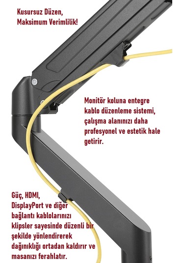 Venaliastore 13-27'' Monitör Kolu Amortisörlü Vesa Masaüstü Stand