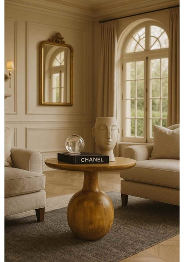 Ahşap Renkli Ahşap Orta Sehpa Rustik Ve Modern Mantar Tasarım Meşe