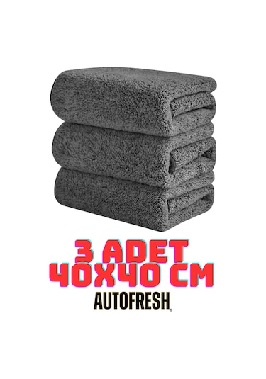 Autofresh 3 Adet Mikrofiber Bez Seti Araç Yıkama Oto Uygulama Temizlik Bezi 40x40 Cm