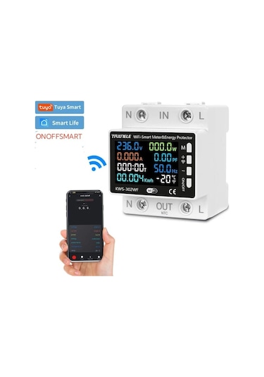 Tuya Destekli Akıllı Wifi Yüksek Voltaj Güç Tüketim 63 Amper
