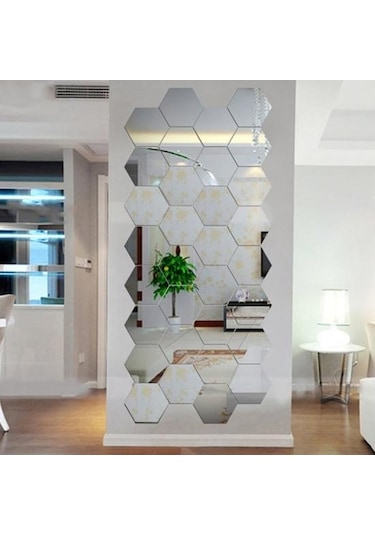 Kırmızı 12/24/28/30 Adet Altıgen Kendinden Yapışkanlı Ayna Etkisi 46 40 23mm Kırmızı