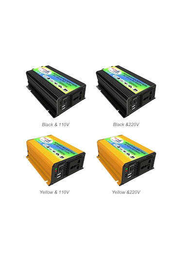 Peaks Power 3000w Modifiye Sinüs Dalga İnvertör Yüksek Frekanslı Güç İnvertörü Dc 12v'dan Ac 220v'ye Dönüştürücü Araç Güç Şarj Cihazı 2.1a Çift Usb Portu Pil Kelepçeleri İle